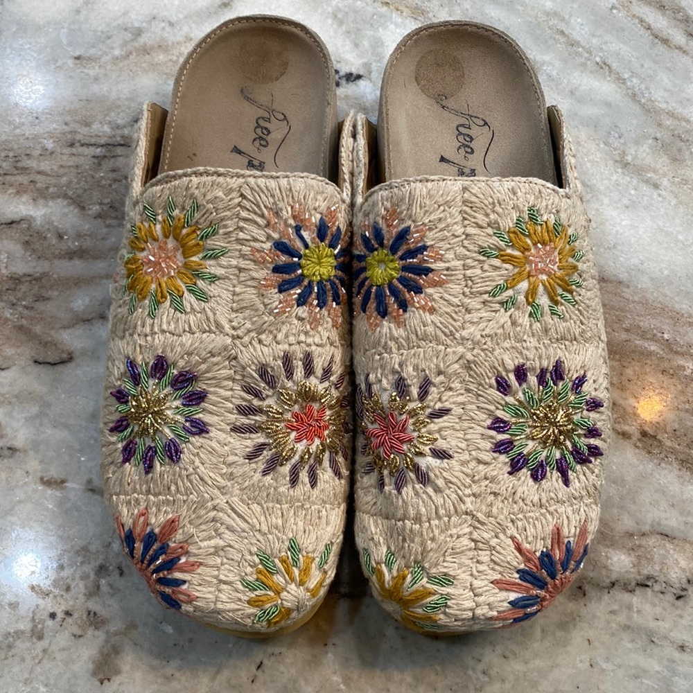 Free People Shoes | Free People Damon Crochet Beaded Mules